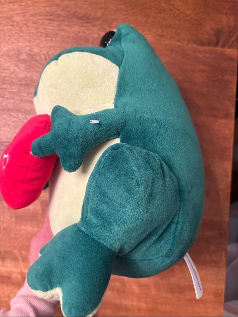 Ty Green and Cream Frog Plush Holding Red Heart